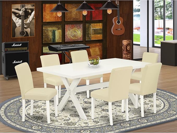 East West Furniture X027AB264-7 7 Piece Dining Set Consist of a Rectangle - Image 5