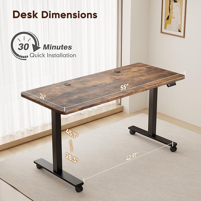 Monomi 55" Electric Standing Desk, Height Adjustable Home Office Sit Stand Up - Image 4