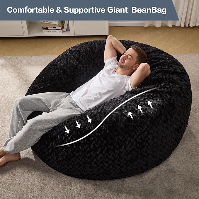 Hobestluk 5ft Bean Bag Chairs for Adults Large Beanbag Chair - Image 6
