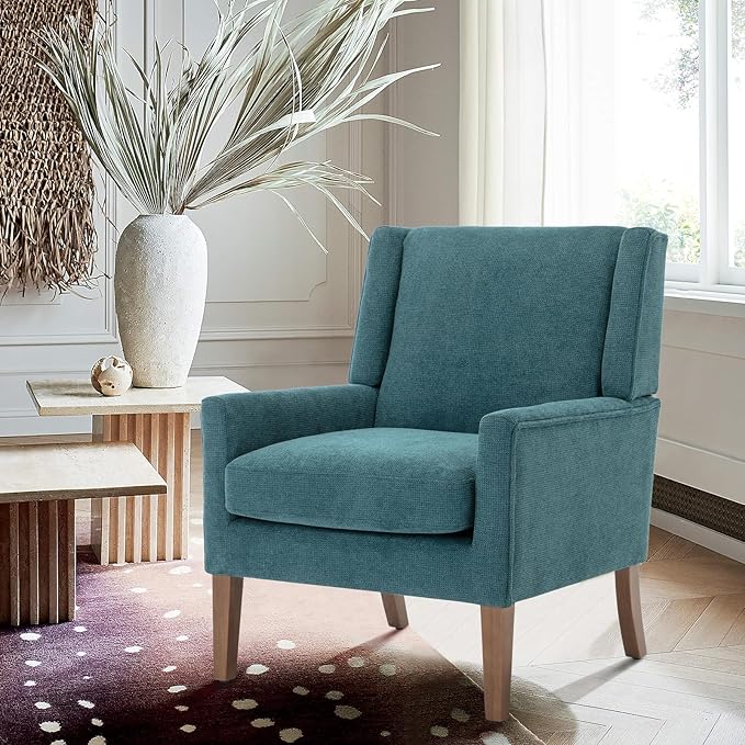 COLAMY Modern Wingback Living Room Chair, Upholstered Fabric Accent Armchair - Image 7