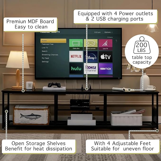 VECELO TV Stand with Power Outlets - Image 6