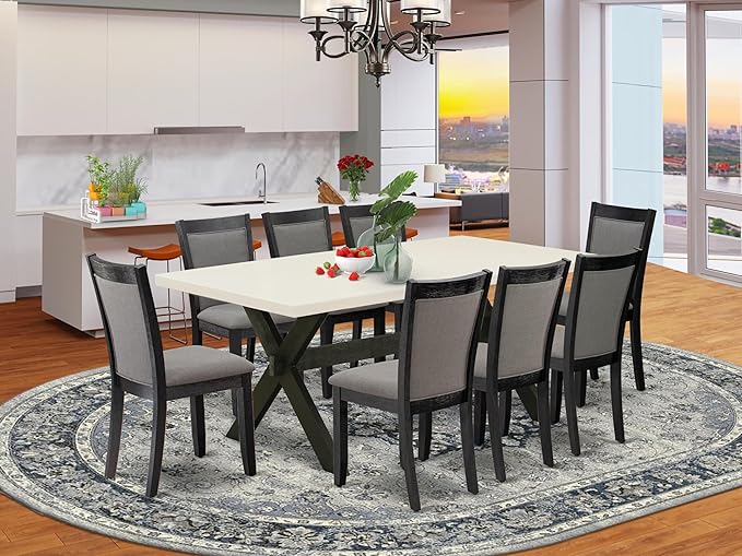 East West Furniture X627MZ650-9 9 Piece Dining Table Set Includes a Rectangle - Image 2