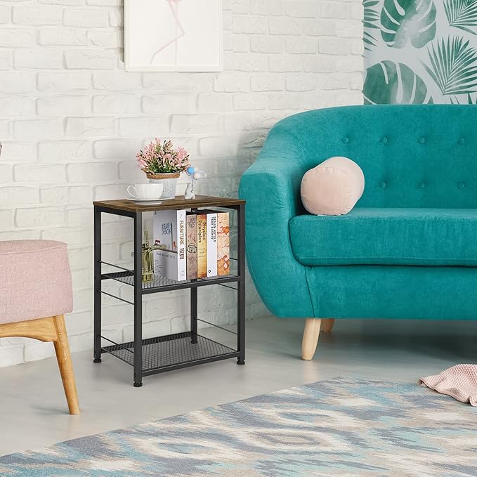 OYEAL Small Nightstand Industrial Square End Table - Image 6