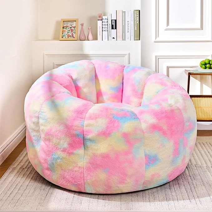 Giant Bean Bag Chair, Faux Fur Adult Chair by LinkRomat