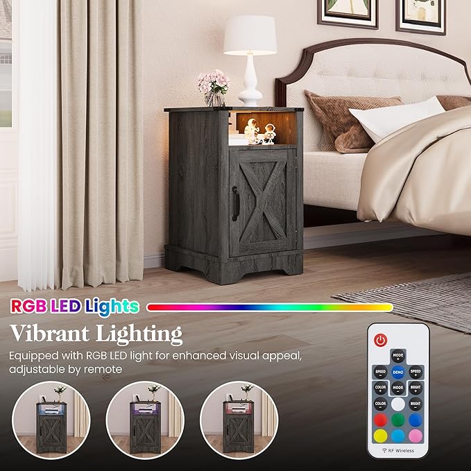 RoyalCraft Farmhouse Nightstand, Bedside Table Set of 1 - Image 3