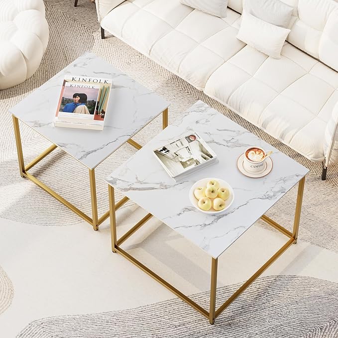 Garden 4 you Coffee Table Set of 2, Modern Engineered Wood Nesting Table - Image 4