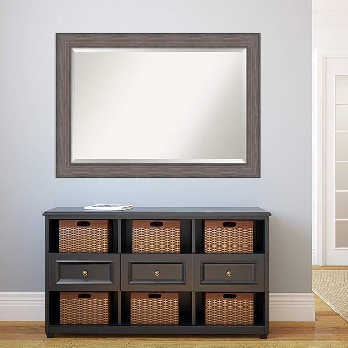 Amanti Art Grey Wall Mirror 29x41 Country Barnwood Rectangle Bathroom Mirror - Image 6