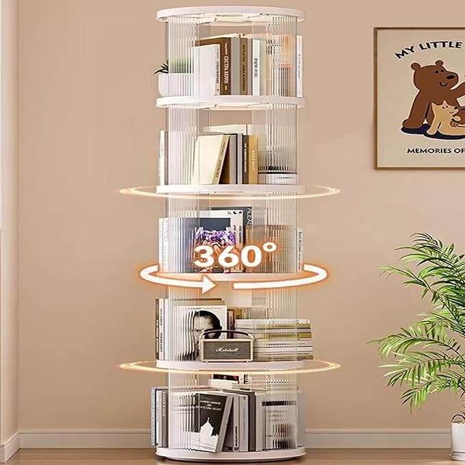 Rotating Bookshelf Tower, 360° Rotating Bookshelf, 66 inch High Small Space by FAQINZYUAN
