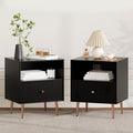 Black Night Stand Set 2, Modern Bedside Table by ZYKZYKHOME