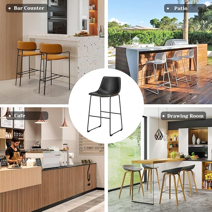 DUMOS 30 Inch Counter Height Bar Stools Set of 2, Modern Faux Leather High - Image 6