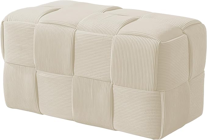 Ottoman Foot Rest Soft and Comfortable Ottoman Square Corduroy Woven Design by Cmishe