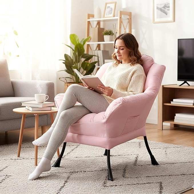Lazy Chair with Pillow for Living Room, Modern Lounge Accent Chair with - Image 5