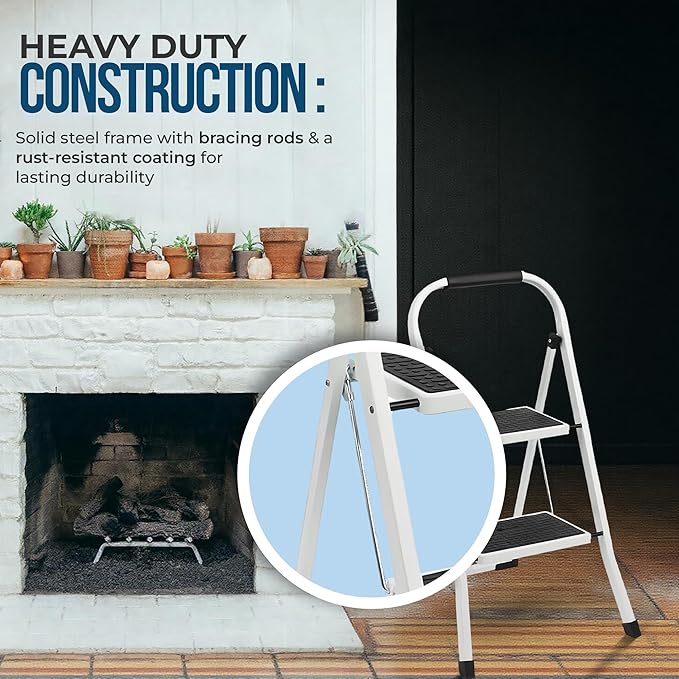 SIMPLI-MAGIC 2-Step Ladder, 350 LBS Capacity Folding Step Stool – Anti-Slip - Image 2