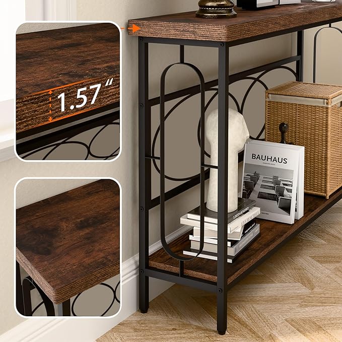 Industrial Console Table for Entryway, Rustic Console Table Behind Couch - Image 5