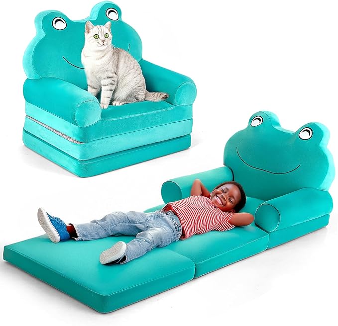 Kids Sofa Comfy, Adorable Animal Toddler Chair, Foldable Kids Couch by AskCat
