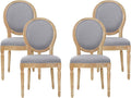 GDFStudio Hedwig French Country Fabric Dining Chairs, Light Gray + Natural by GDFStudio