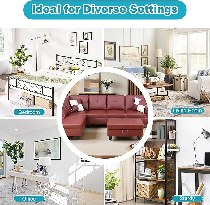 L Shaped Couch Faux Leather Sectional Couch Upholstered 3 Pieces Sofas - Image 7