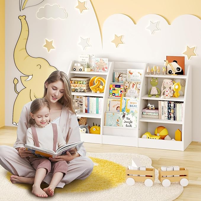 4 Tier Kids Bookshelf Set of 2, 4 Layer Sling Kids Book Shelf - Image 2