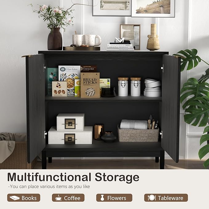 Fluted Cabinet with Storage, Buffet Cabinet Sideborad with Door, Kitchen Buffet - Image 4
