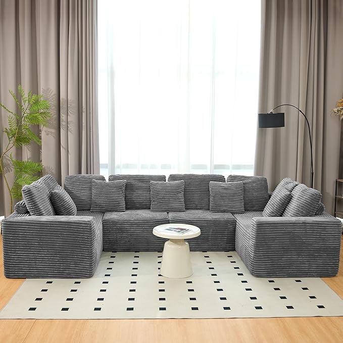 KEIKI 135" U Shape Sectional Sofa, 6-Seater Modular Couch - Image 10