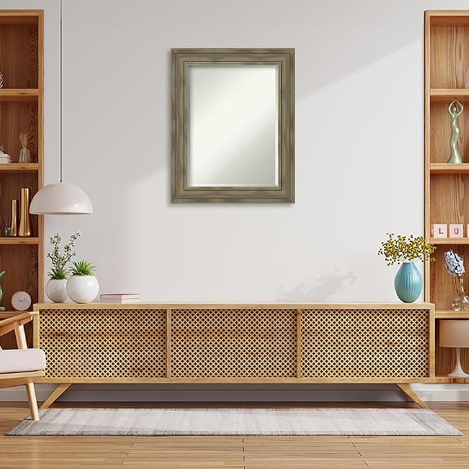 Amanti Art Grey Wall Mirror 30x24 Alexandria Greywash Rectangle Bathroom Mirror - Image 4