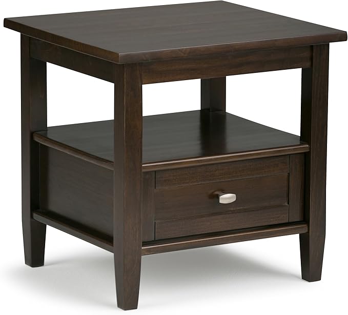 SIMPLIHOME Warm Shaker SOLID WOOD 20 inch Wide Rectangle Transitional End Side by SimpliHome