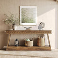 LITTLE TREE 70.87" Long Farmhouse Console Table, 2-Tier Shelf Narrow Accent by LITTLETREE
