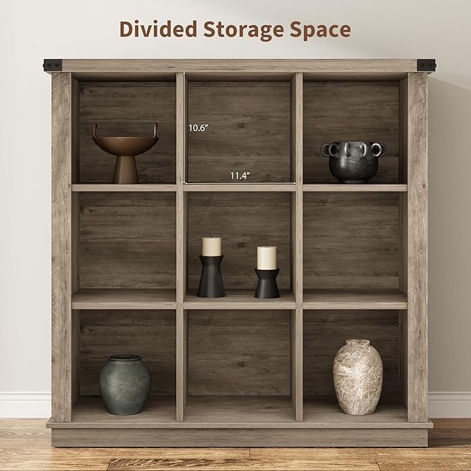 GarveeHome 9 Cube Storage Organizer Bookshelf, 4 Tier Farmhouse Horizontal - Image 5