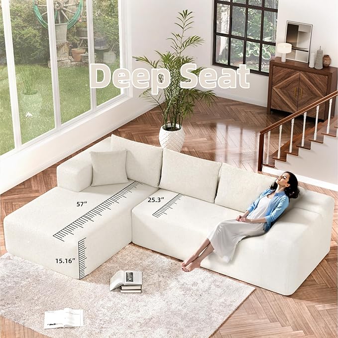 Cloud Sectional Couch, 104”L-Shape Oversized Sofa - Image 5