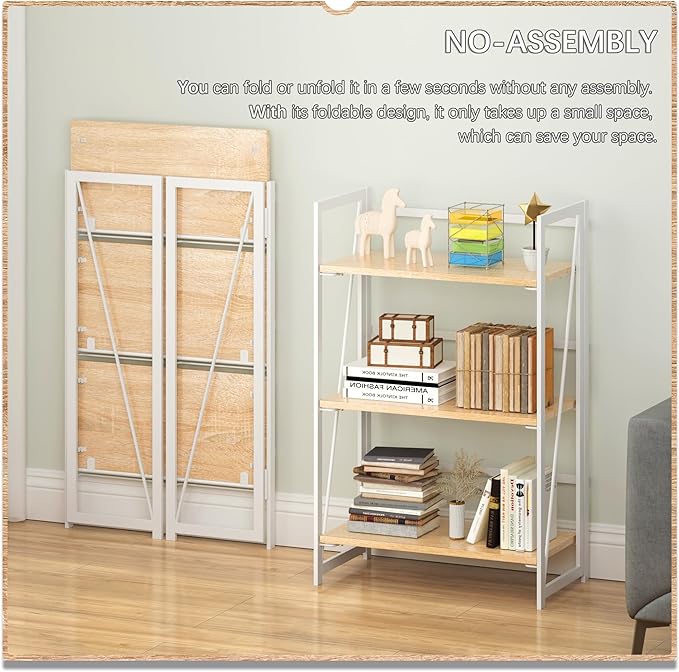 4NM No Assembly 3 Tiers Book Shelves, Living Room, Home Office - Image 3