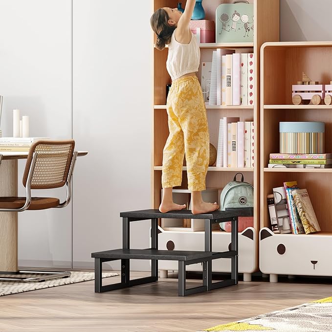 Homeiju 3 in 1 Step Stools for Adults Kids Toddler, Heavy Duty Wooden Step Stool - Image 5