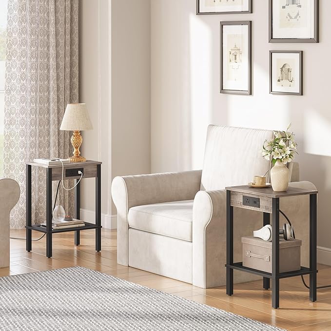 HOOBRO Side Table with Charging Station, End Table with USB Ports and Outlet - Image 4