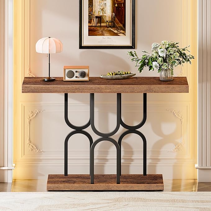 Huuger 47.2 Inch Entryway Table, Industrial Console Sofa Table, Narrow Accent - Image 6