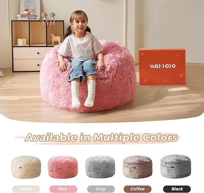 MAXYOYO Kids Bean Bag Chair, Stuffed Faux Fur Bean Bag - Image 4