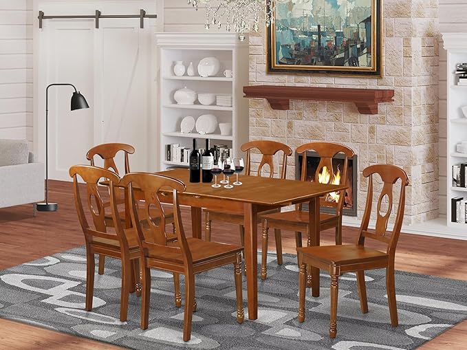 East West Furniture PSNA7-SBR-W 7 Piece Kitchen Table Set Consist of a - Image 2