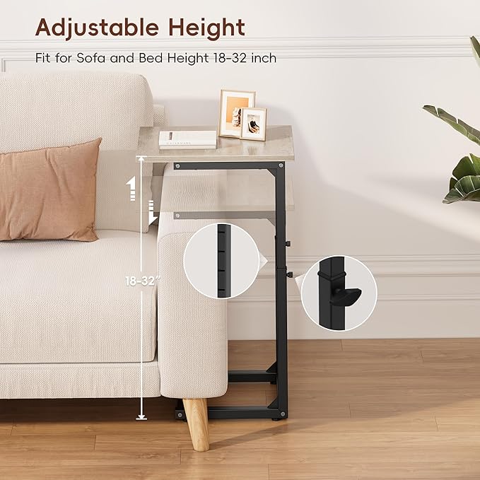 Vagusicc C Shaped End Table, Sofa Table That Slide Under, C Table End Table TV - Image 4