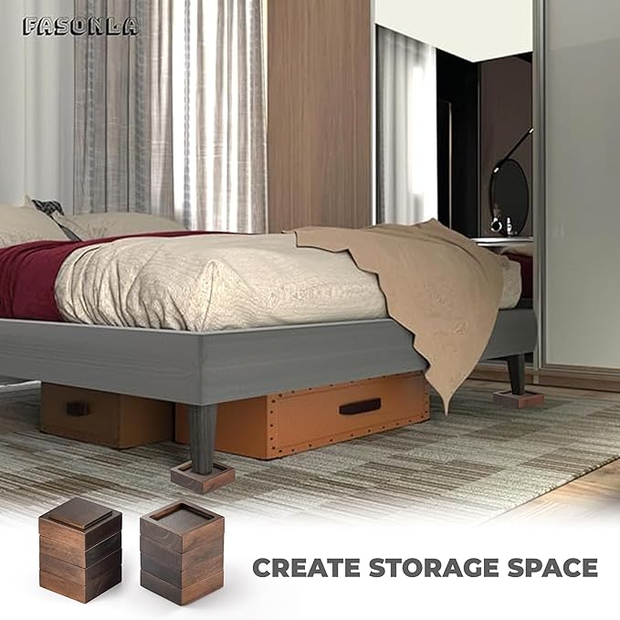 FASONLA Bed Risers, Furniture Risers Lifts Height 1", Solid Natural Wood Risers - Image 6