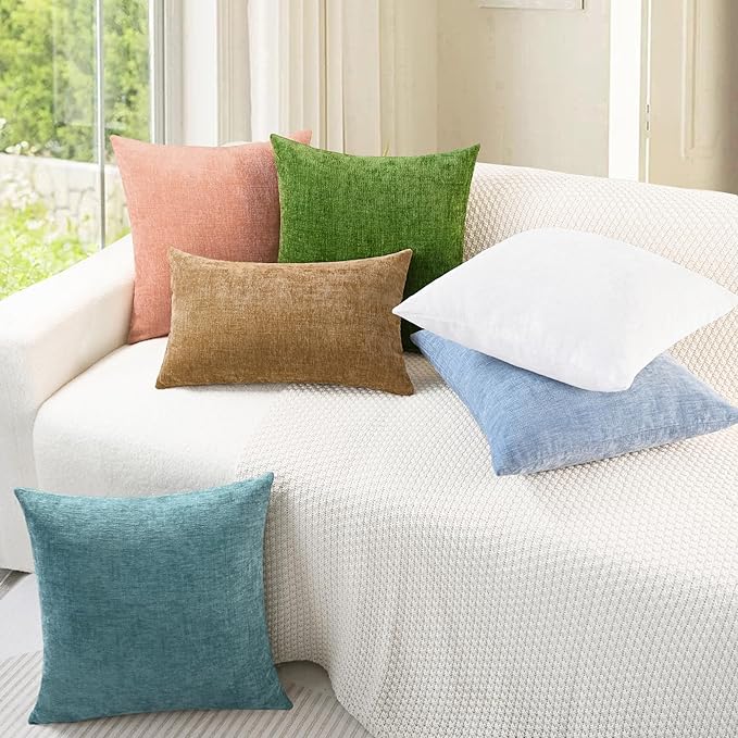 CaliTime Throw Pillow Covers Decorative 12 X 20 Inches Pack of 2 Cozy Chenille - Image 4