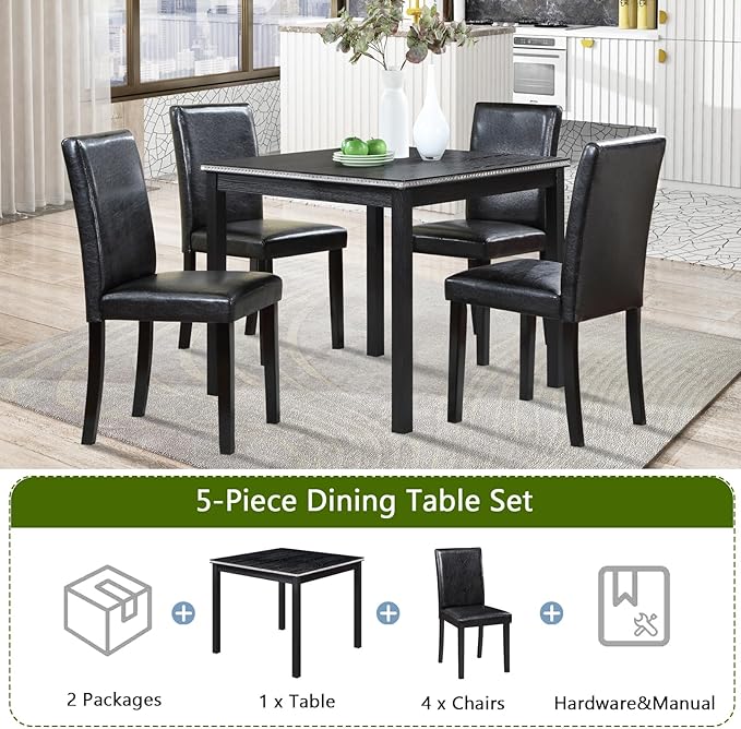 KEIKI 5-Piece Standard Height Dining Table Set - Image 5