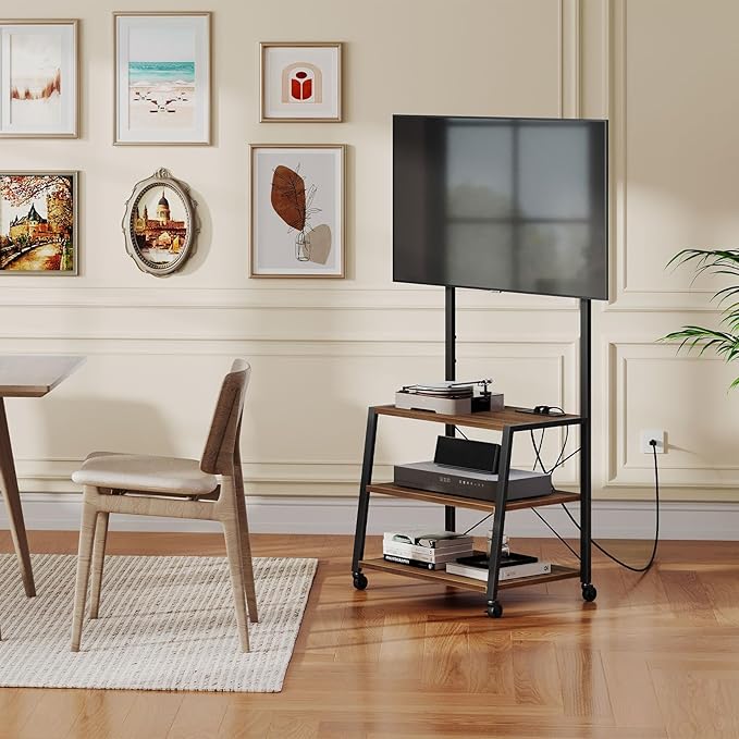 HOOBRO Rolling TV Stand with Mount and Power Outlet Up to 55 inch TV, Corner - Image 5