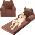 Foldable Kids Sofa, Sherpa Teddy Bear Toddler Couch by MOMCAYWEX
