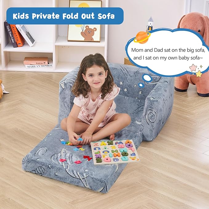Toddler Chair Comfy, 2-in-1 Soft Toddler Couch Fold Out - Image 3