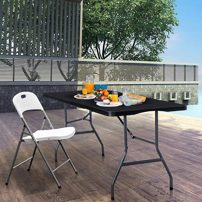 Folding Table 6ft Portable Heavy Duty Plastic Fold-in-Half 6 Foot Foldable - Image 8
