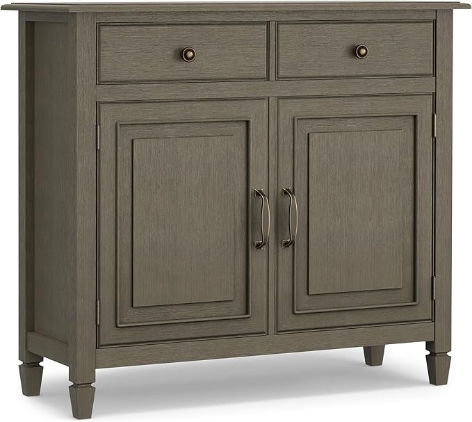 SIMPLIHOME Connaught 40-inch Wide Solid Wood Storage Cabinet in Farmhouse Grey by SimpliHome