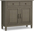 SIMPLIHOME Connaught 40-inch Wide Solid Wood Storage Cabinet in Farmhouse Grey by SimpliHome