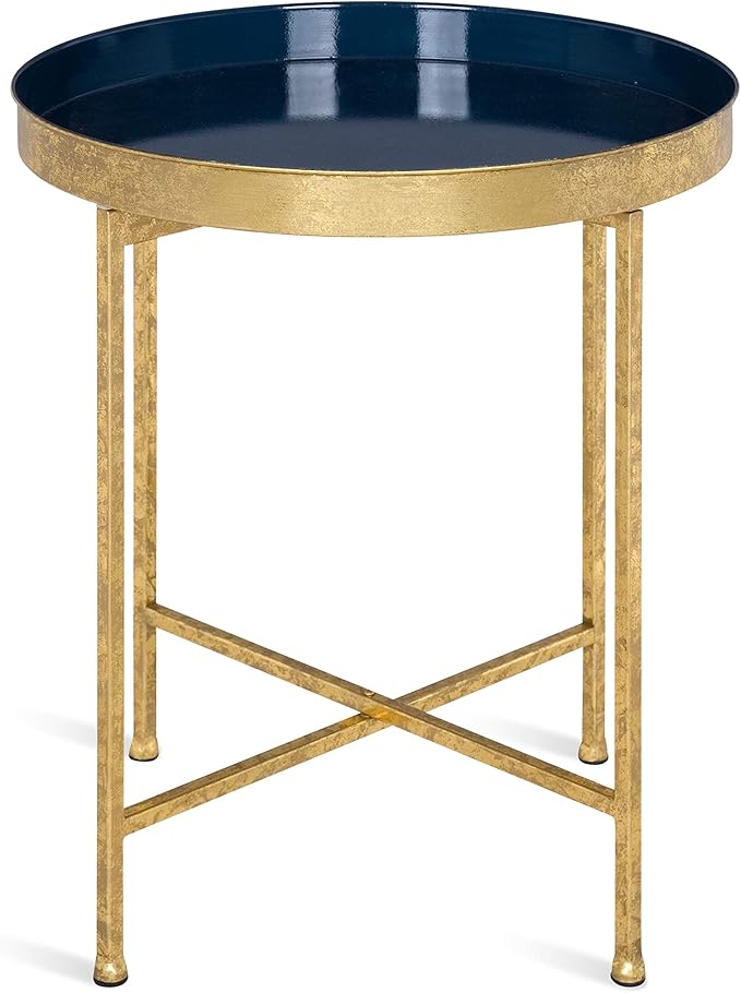 Kate and Laurel Celia Metal Foldable Round Accent Table, 18.25" x 18.25" x 22" - Image 4