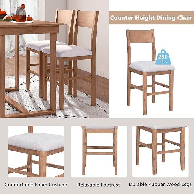 Merax Farmhouse Counter Height 5-Piece Dining Set - Image 4