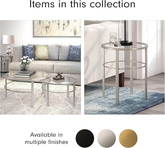 Henn&Hart Round Nested Coffee Table in Satin Nickel, Modern coffee tables - Image 13