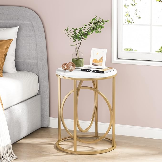 Tribesigns Round End Table for Living Room, Modern Marble Side Table - Image 6