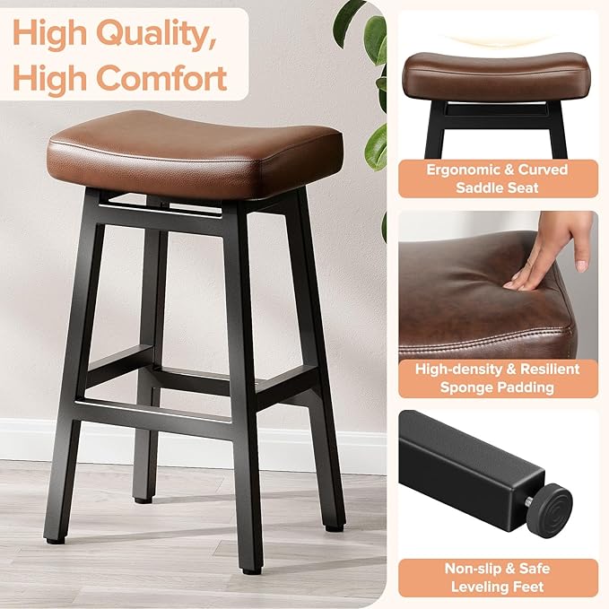 29 Inches Bar Stools Set of 2, Bar Height Barstools - Image 3